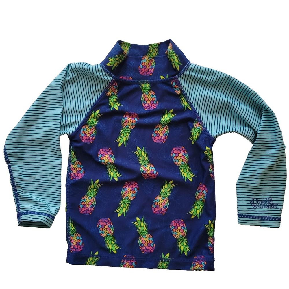 UV Skinz Swimwear Top shirt Rash Guard Skirt UVA 50+ Size 3T blue pineapple long